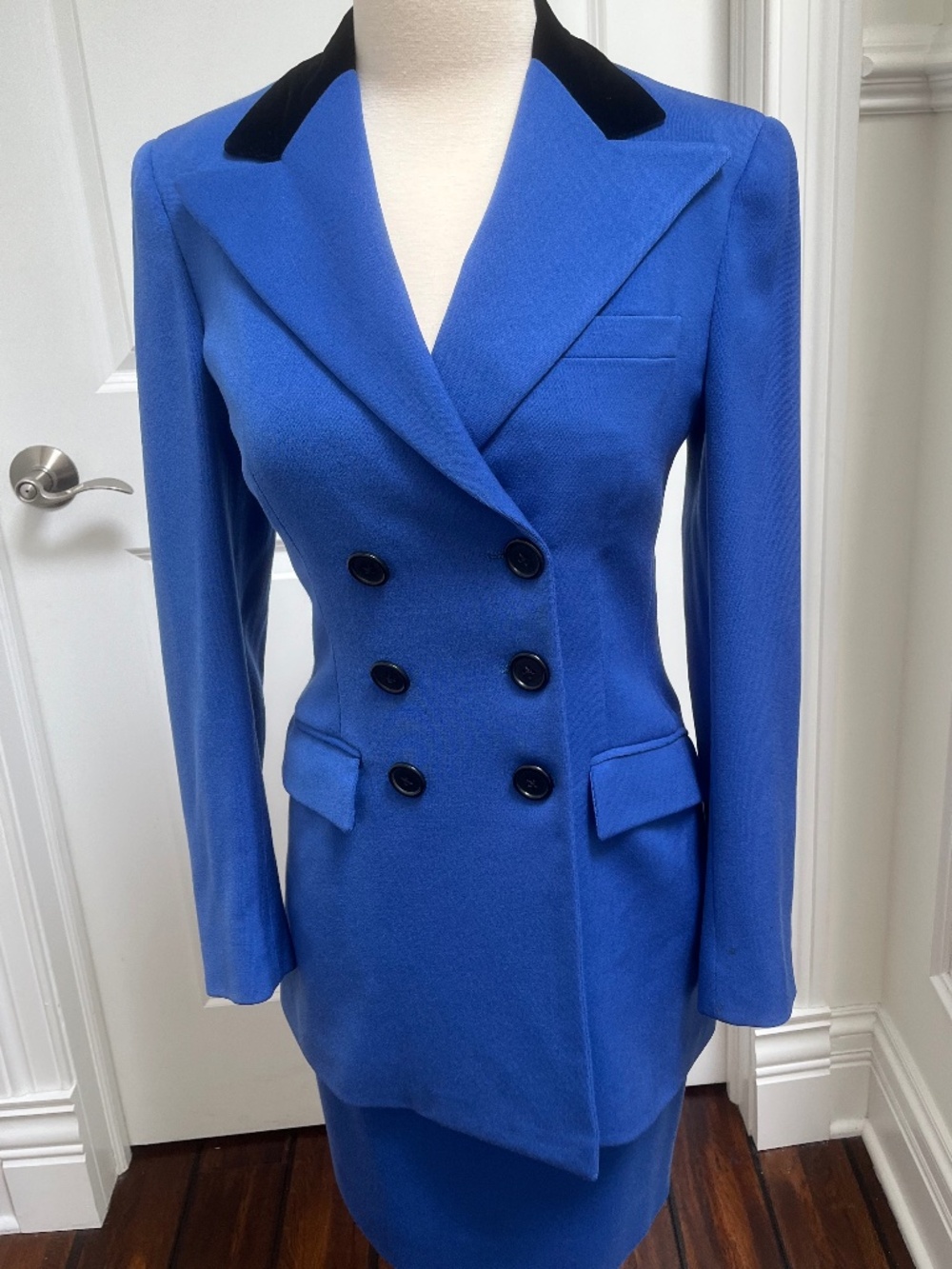 Ralph Lauren Purple Label VTG 1990s Wool Double Breasted Blazer/Skirt Suit, SZ 4